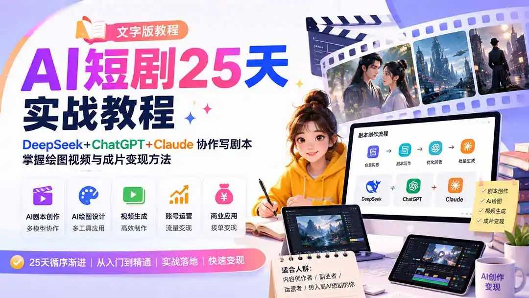 AI短剧25天实战教程(文字版教程-科技美南博客