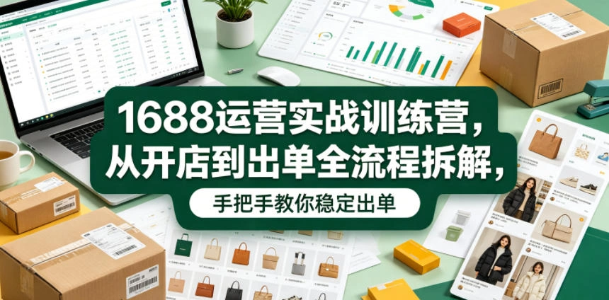 1688运营实战训练营，从开店到出单全流程拆解，手把手教你稳定出单(更新0620)-科技美南博客