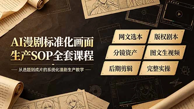 AI漫剧标准化画面生产SOP全套课程-更新，网文选本版权剧本分镜资产全覆盖，图文生视频后期剪辑完整实操教学-科技美南博客