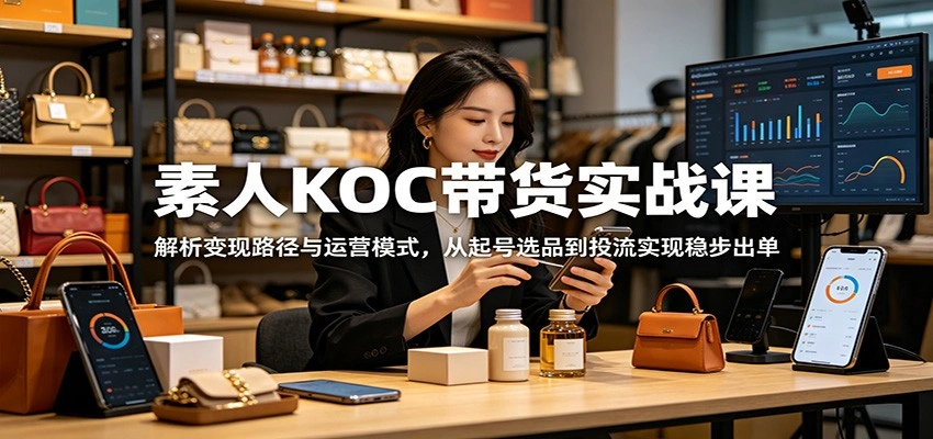 素人KOC带货实战课：解析变现路径与运营模式，从起号选品到投流实现稳步出单-科技美南博客