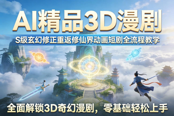 AI精品3D漫剧S级玄幻修正重返修仙界动画短剧全流程教学，全面解锁3D奇幻漫剧，零基础轻松上手-科技美南博客