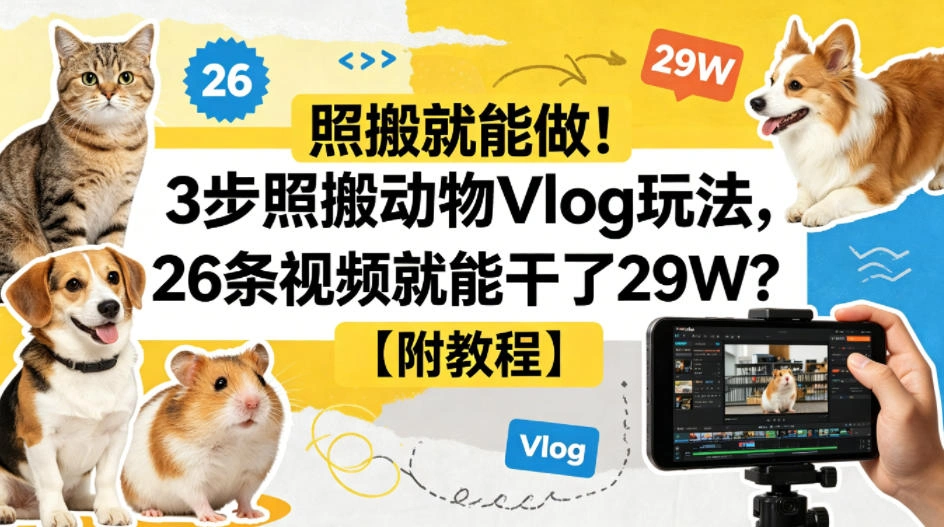 照搬就能做！3步照搬动物Vlog玩法，26条视频就能干了29W？【附教程】【赠coze一键生成工作流】-科技美南博客