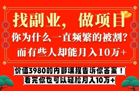 价值3980的网创内部课程，告诉你互联网创业月入10个W的秘密【揭秘】-科技美南博客