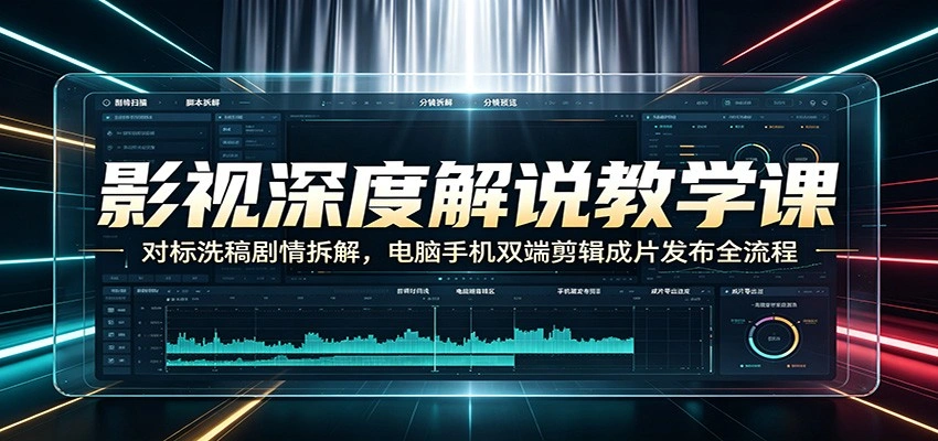 影视深度解说教学课：对标洗稿剧情拆解，电脑手机双端剪辑成片发布全流程-科技美南博客