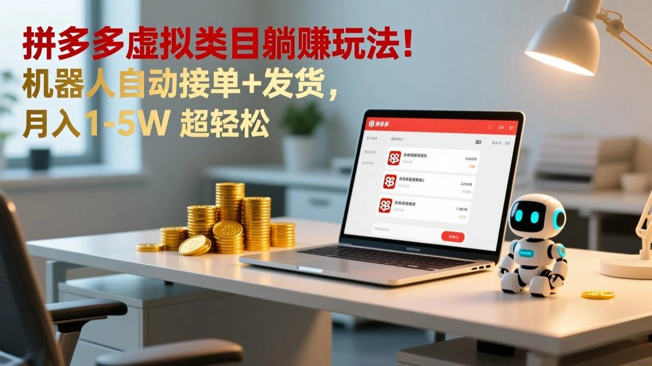 多多虚拟类目躺赚玩法！机器人自动接单+发货，月入 1-5W 超轻松-科技美南博客