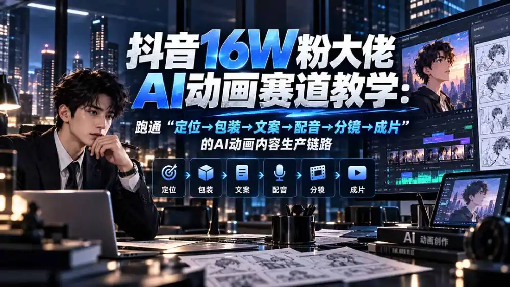 抖音16W粉大佬规则门禁AI动画赛道教学：跑通“定位→包装→文案→配音→分镜→成片”的AI动画内容生产链路-科技美南博客