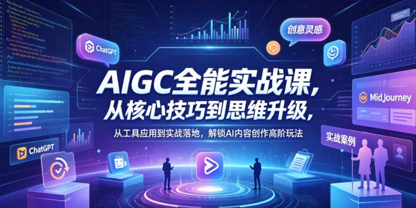 AIGC全能实战课，从核心技巧到思维升级，从工具应用到实战落地，解锁AI内容创作高阶玩法-科技美南博客
