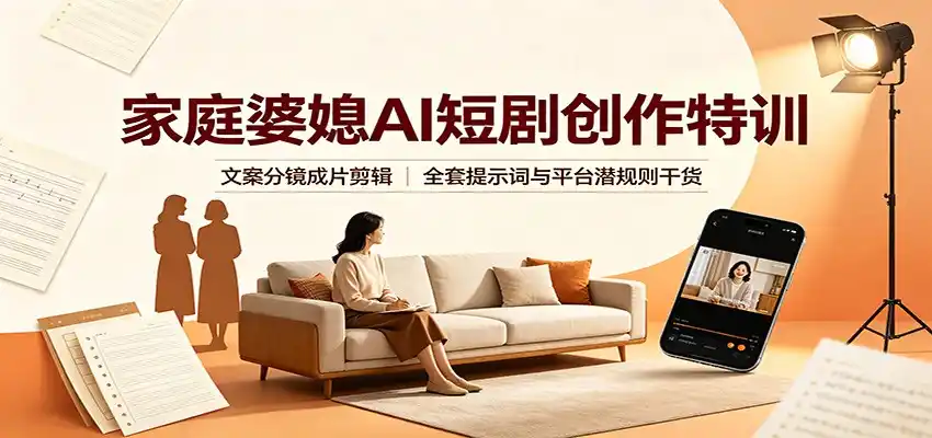 家庭婆媳AI短剧创作特训：文案分镜成片剪辑，全套提示词与平台潜规则干货-科技美南博客