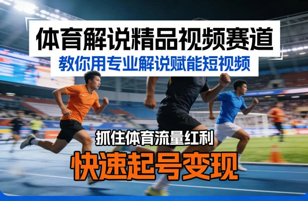 体育解说精品视频赛道,教你用专业解说赋能短视频,抓住体育流量红利,快速起号变现-科技美南博客