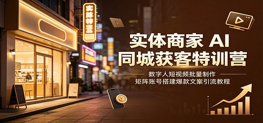 实体商家AI同城获客特训营:数字人短视频批量制作,矩阵账号搭建爆款文案引流教程-科技美南博客