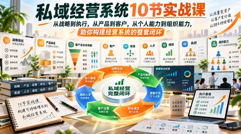 私域经营系统10节实战课，从战略到执行，从产品到客户，从个人能力到组织能力，助你构建经营系统的整套闭环-科技美南博客