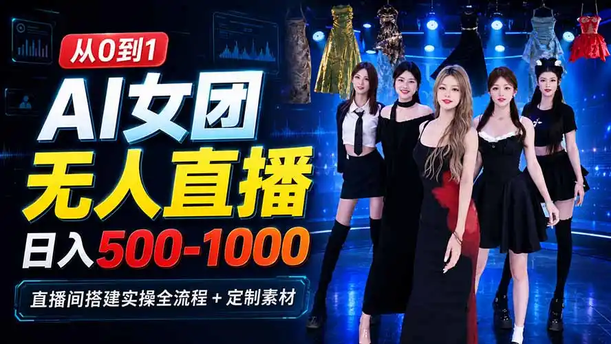 AI 女团无人直播，躺入500-1000每天，直播间搭建实操全流程+定制素材-科技美南博客
