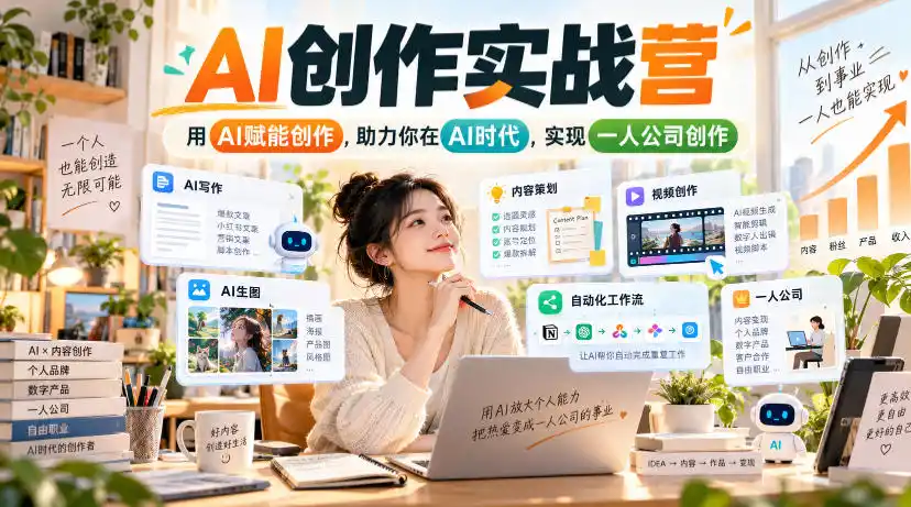 AI创作实战营，用AI赋能创作，助力你在AI时代，实现一人公司创作-科技美南博客