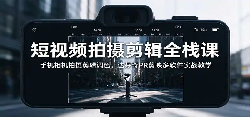 短视频拍摄剪辑全栈课：手机相机拍摄剪辑调色，达芬奇PR剪映多软件实战教学-科技美南博客
