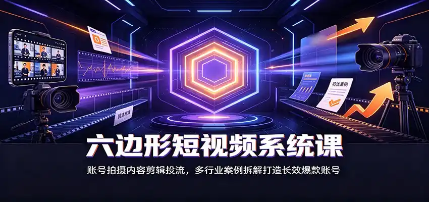 六边形短视频系统课：账号拍摄内容剪辑投流，多行业案例拆解打造长效爆款账号-科技美南博客