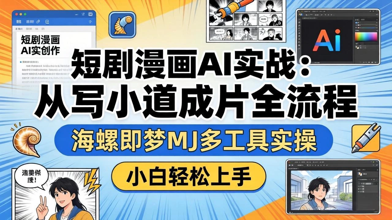 短剧漫画AI实战：从写小说到成片全流程，海螺即梦MJ多工具实操，小白轻松上手-科技美南博客