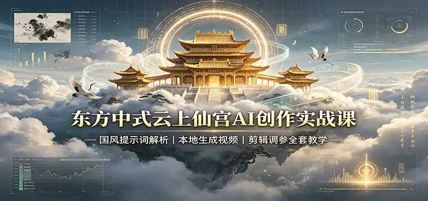 东方中式云上仙宫AI创作实战课:国风提示词解析,本地生成视频,剪辑调参全套教学-科技美南博客