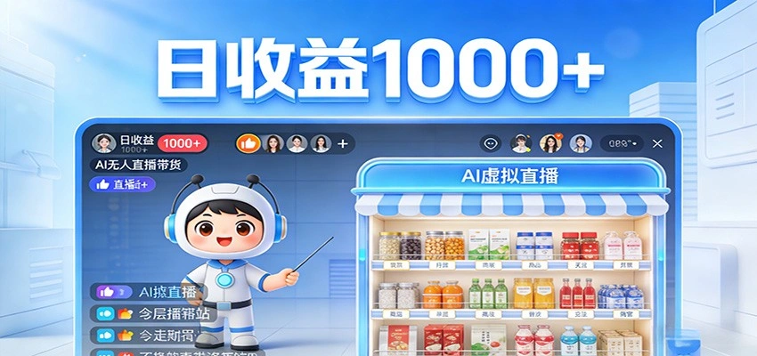 不用露脸不用说话,24小时自动卖货赚钱,全天自动直播,收益看得见-科技美南博客
