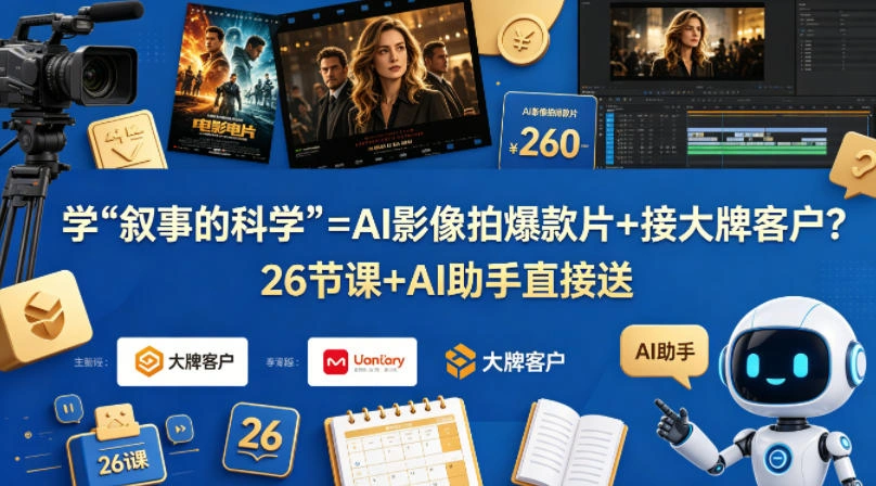 学《叙事的科学》=AI影像拍爆款片+接大牌客户?26节课+AI助手直接送【原创双语字幕】