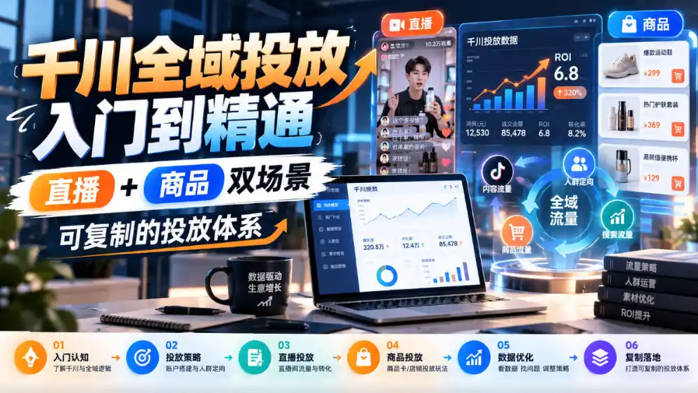 千川全域投放入门到精通,直播+商品双场景,可复制的投放体系-科技美南博客