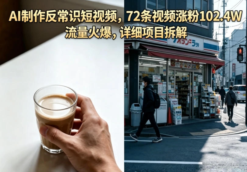 AI制作反常识短视频，72条视频涨粉102.4W，流量火爆，详细项目拆解-科技美南博客
