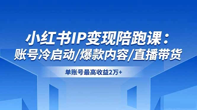 小红书IP变现陪跑课:账号冷启动/爆款内容/直播带货,单账号最高收益2万+-科技美南博客