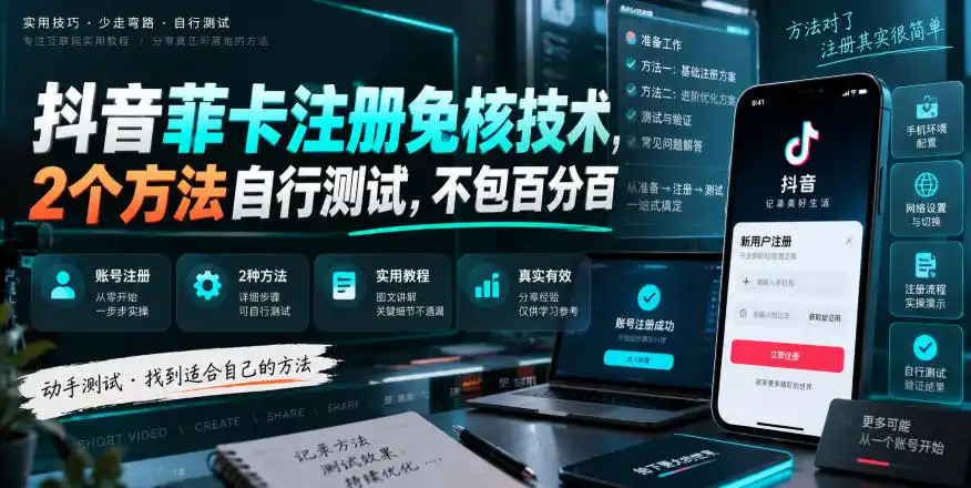 抖音菲卡注册免核技术，2个方法自行测试，不包百分百-科技美南博客