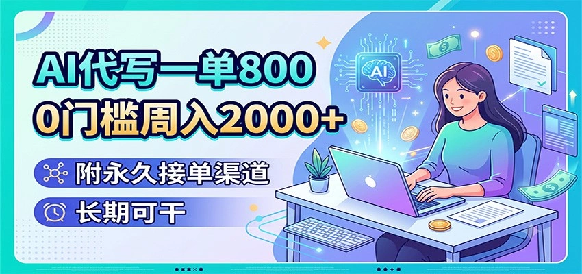 AI代写一单800，0门槛周入2000+，附永久接单渠道，长期可干-科技美南博客