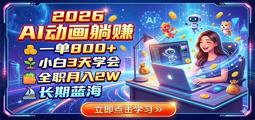 2026 AI动画躺赚：一单800+，小白3天学会，全职月入2W，长期蓝海-科技美南博客