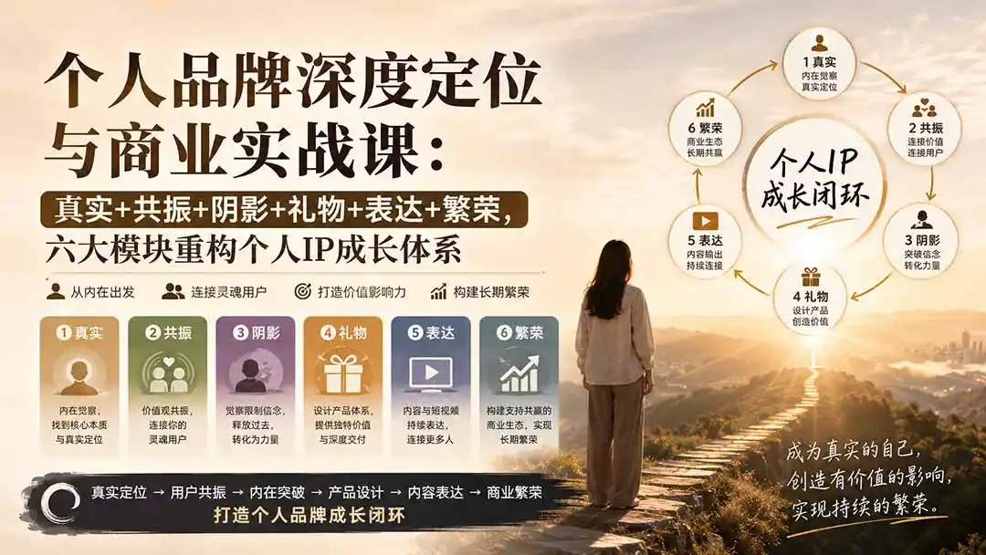 个人品牌深度定位与商业实战课：真实+共振+阴影+礼物+表达+繁荣，六大模块重构个人IP成长体系-科技美南博客