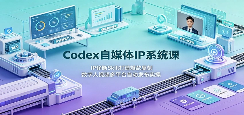 Codex自媒体IP系统课：IP诊断Skill打造爆款复刻，数字人视频多平台自动发布实操-科技美南博客