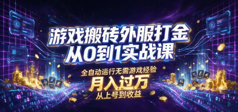 游戏搬砖外服打金从0到1实战课，从上号到收益，全自动运行无需游戏经验，月入过1W【揭秘】-科技美南博客