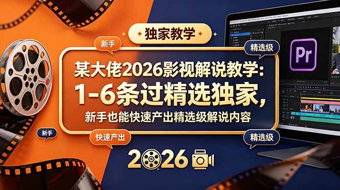 某大佬2026影视解说教学：1-6条过精选独家，新手也能快速产出精选级解说内容-科技美南博客