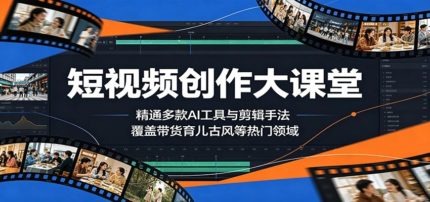 短视频创作大课堂：精通多款AI工具与剪辑手法，覆盖带货、育儿、古风等热门领域-科技美南博客
