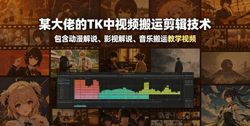 某大佬的TK中视频搬运剪辑技术，包含动漫解说、影视解说、音乐搬运教学视频-科技美南博客