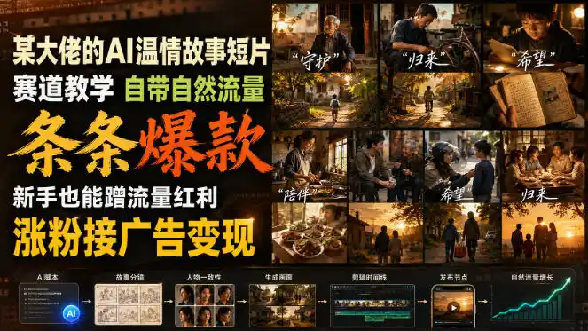 某大佬的AI温情故事短片赛道教学,自带自然流量,条条爆款,新手也能蹭流量红利,涨粉接广告变现-科技美南博客