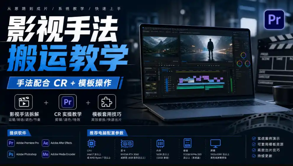 影视手法搬运教学，手法配合CR+模板操作，需要电脑，提供软件+配置参数-科技美南博客