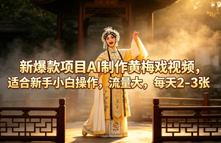 新爆款项目AI制作黄梅戏视频，适合新手小白操作，流量大，每天2-3张-科技美南博客
