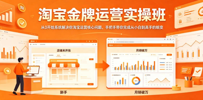淘宝金牌运营实操班，从0开始系统解决你淘宝运营核心问题，手把手带你完成从小白到高手的蜕变-科技美南博客