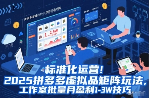 标准化运营！2025拼多多虚拟品矩阵玩法，工作室批量月盈利1-3W技巧【揭秘】-科技美南博客
