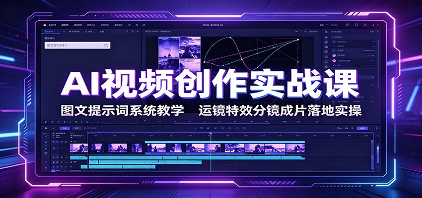 AI视频创作实战课：图文提示词系统教学，运镜特效分镜成片落地实操-科技美南博客