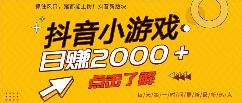2025年爆火的抖音小游戏项目，一部手机日入2000+-科技美南博客