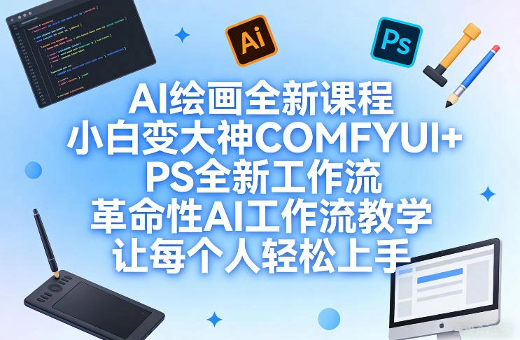 AI绘画全新课程，小白变大神COMFYUI+PS全新工作流，革命性AI工作流教学，让每个人轻松上手-科技美南博客