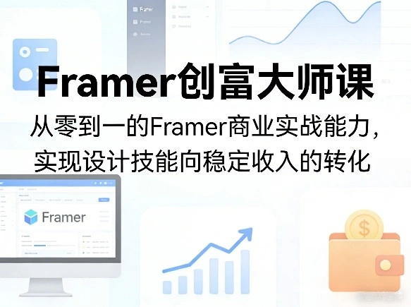 Framer创富大师课,从零到一的Framer商业实战能力,实现设计技能向稳定收入的转化-科技美南博客