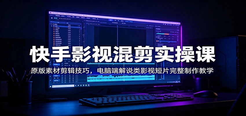 快手影视混剪实操课：原版素材剪辑技巧，电脑端解说类影视短片完整制作教学-科技美南博客