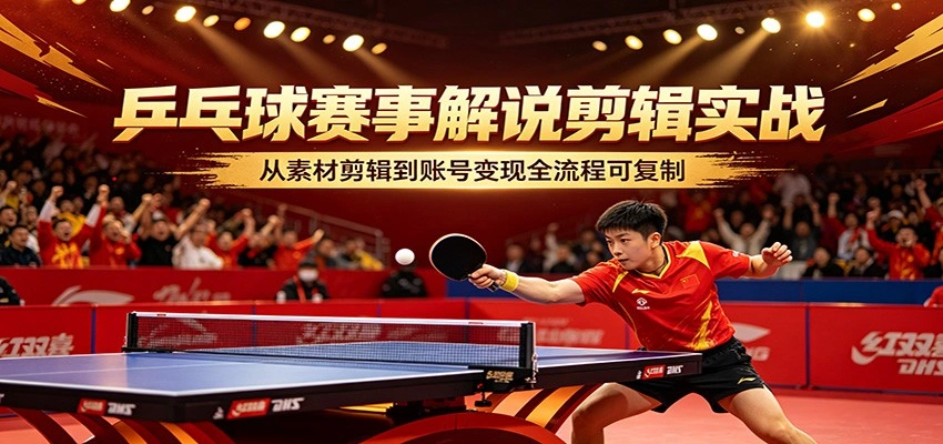 乒乓球赛事解说剪辑实战，从素材剪辑到账号变现全流程可复制-科技美南博客