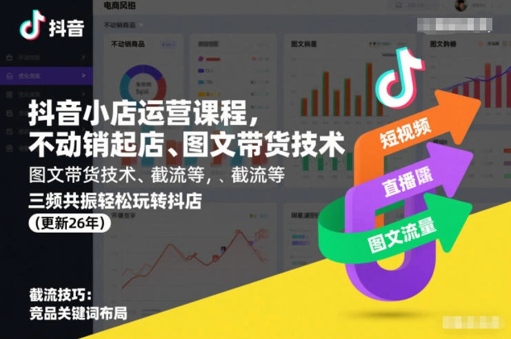 抖音小店运营课程，不动销起店、图文带货技术、截流等，三频共振轻松玩转抖店(更新26年)-科技美南博客