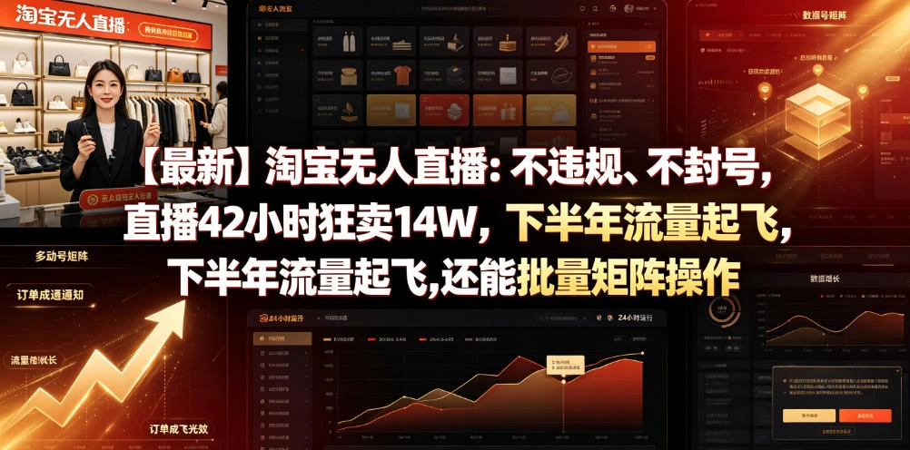 【最新】淘宝无人直播：不违规、不封号，直播42小时狂卖14W，下半年流量起飞，还能批量矩阵操作【揭秘】-科技美南博客