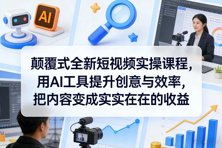 颠覆式全新短视频实操课程，用AI工具提升创意与效率，把内容变成实实在在的收益-科技美南博客