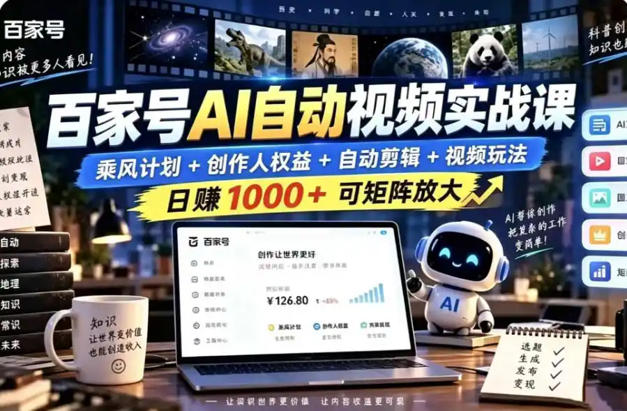 百家号自动矩阵玩法，长期可以做的项目，日入1k+，真正的睡后收入-科技美南博客